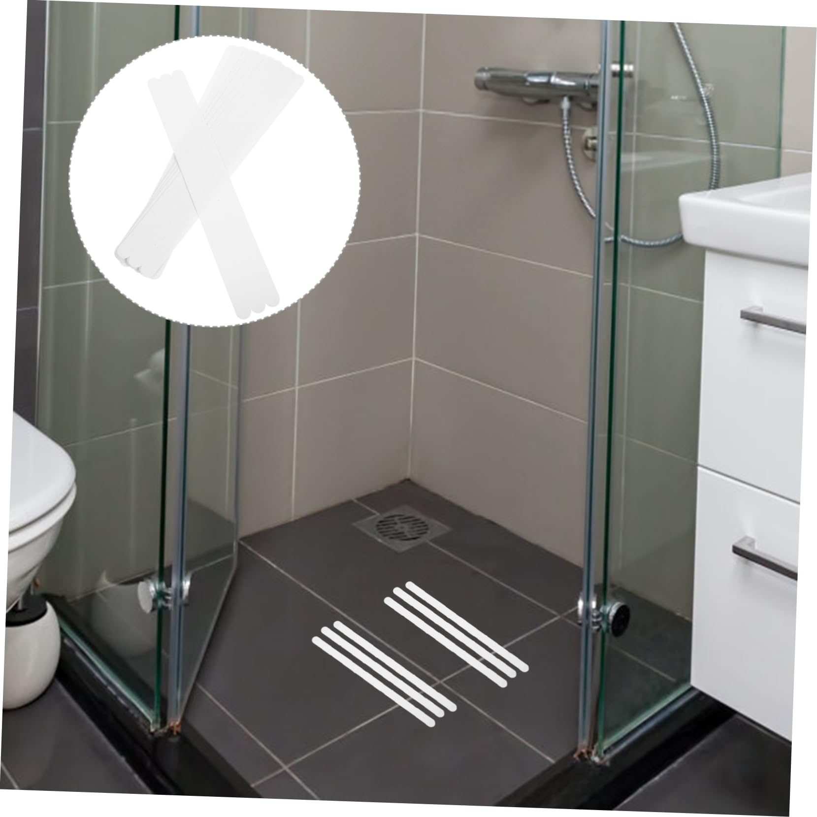 Cabilock 2sets Bathroom Safety Tape Anti-Slip Stickers for Boys and Girls Non Skid Stairs Treads Peel Stick Anti-Slip Tapes for Steps 24pcs*2