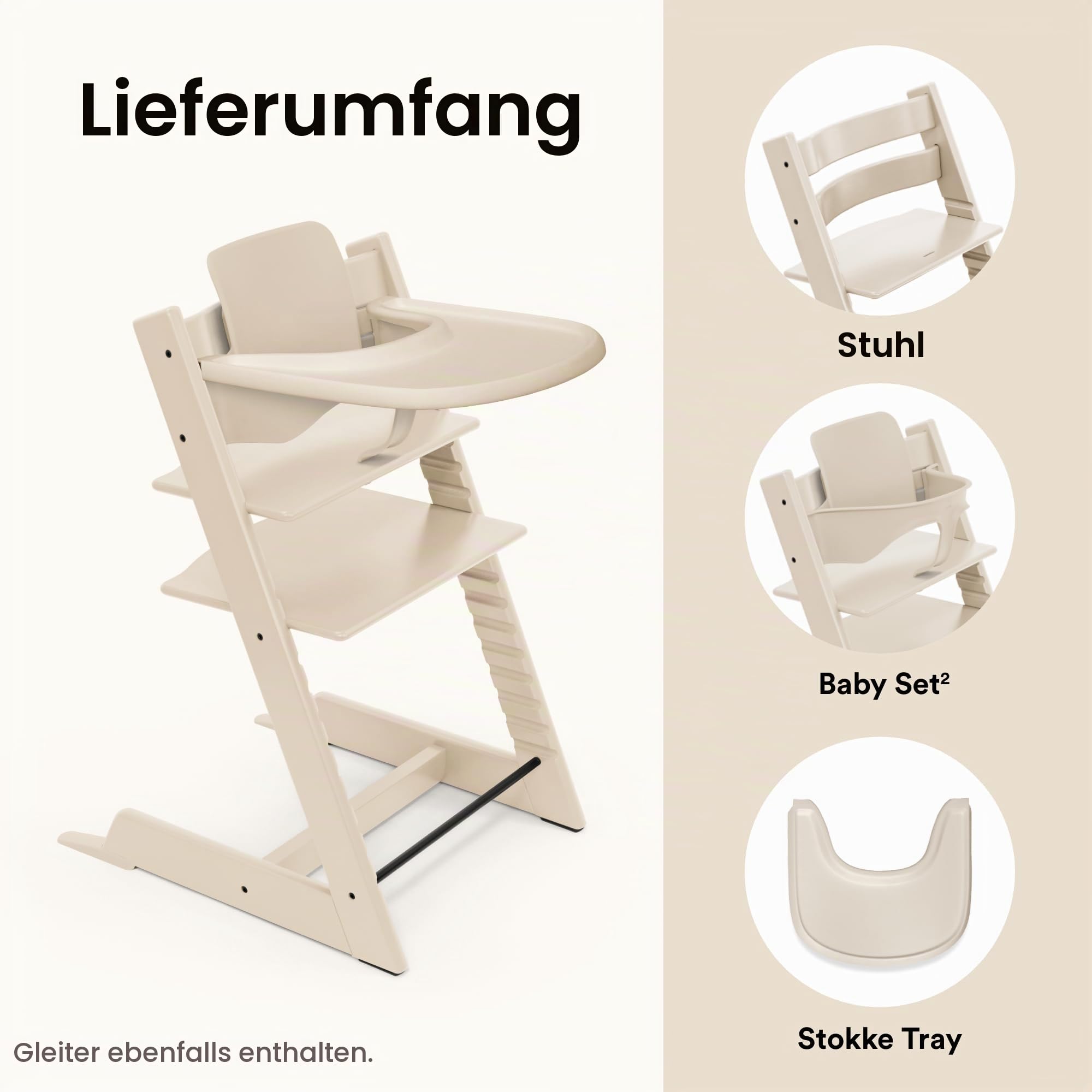 Stokke Tripp Trapp Hochstuhl (Vanilla White) mit Stokke Tray (Vanilla White) - ein verstellbares, ergonomisches und leicht zu reinigendes Babyset für Kinder im Alter von 6-36 Monaten