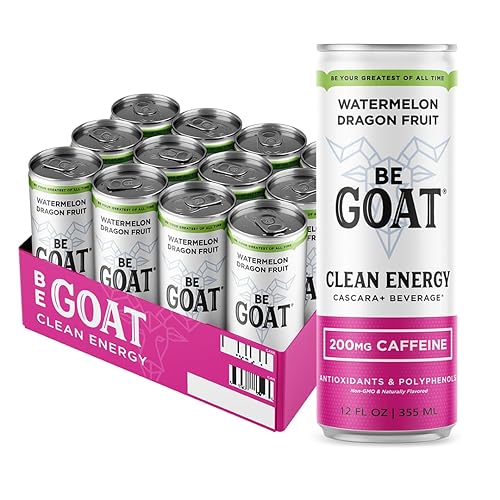BeGOAT Watermelon Dragonfruit CLEAN - Bebida energética Clean 200 mg de cafeína, sin OMG, 6 ingredientes, 35 calorías, antioxidantes, vegano, sin