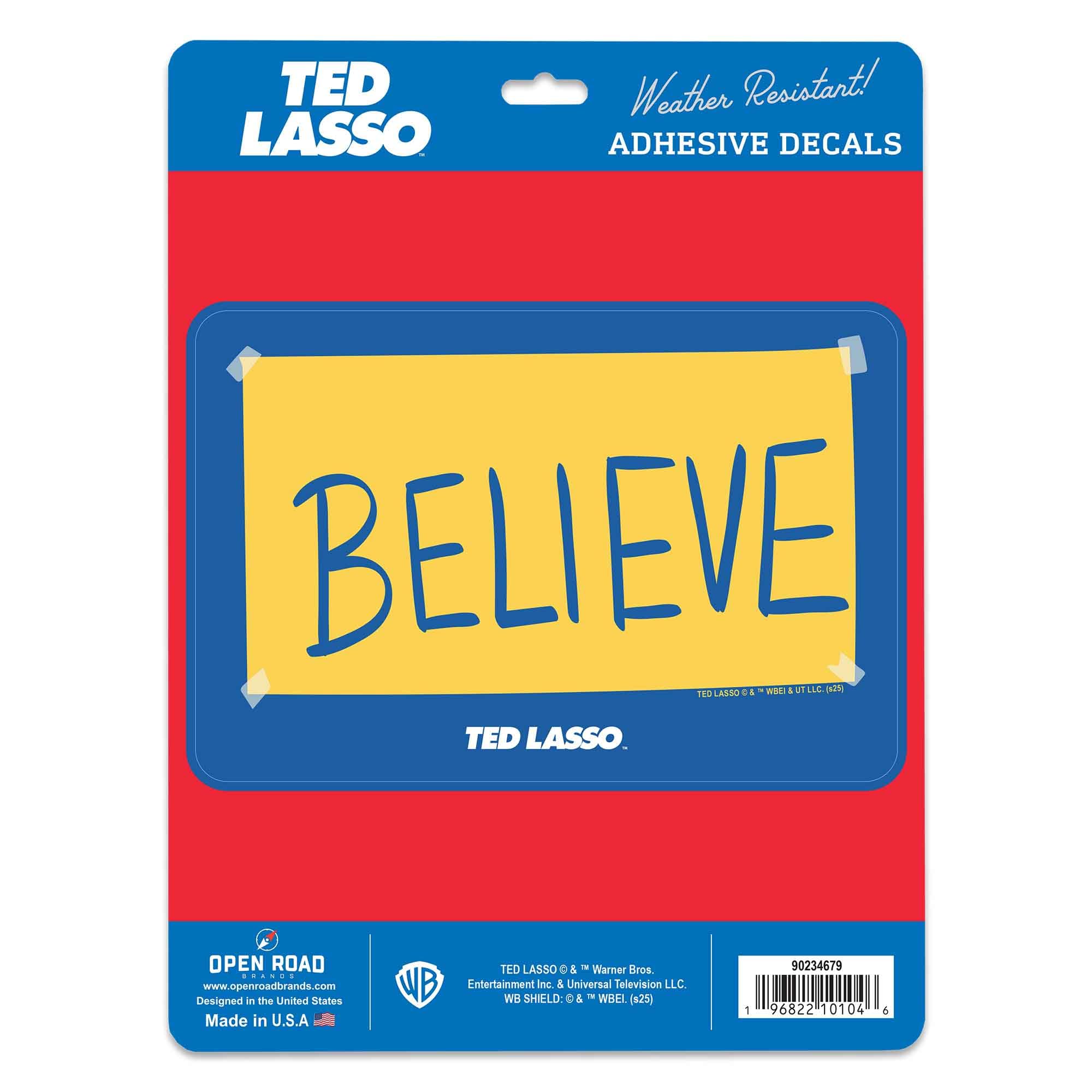 Plaque Métal Ted Lasso "Believe" - Décoration Murale Vintage Doré/Bleu