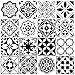 64 Piezas Pegatinas de Azulejos, 15x15cm Clásico Retro Negro y Blanco Estilo Marroquí Autoadhesivo Azulejo Transferencias Pegatinas DIY Para Cocina Baño Decoración del Hogar