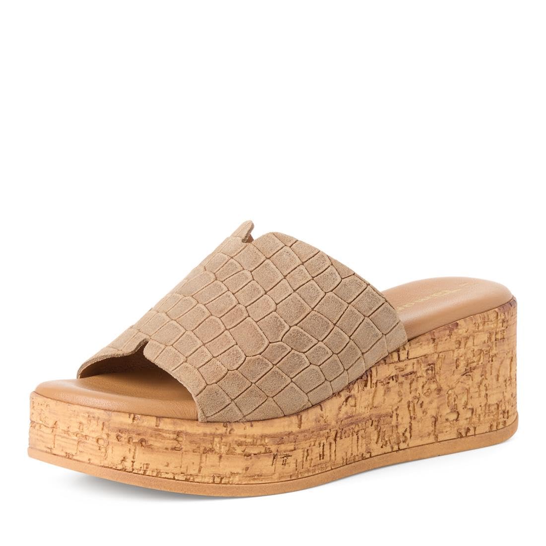 Tamaris Women's leather mules with wedge heel brown 7.5 UK