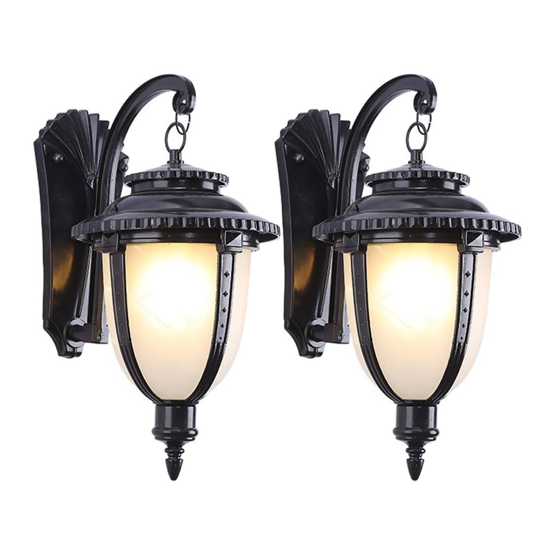 CVdrtyED Outdoor Wall Lights Waterproof Outdoor Wall Lights Aluminium Sconce E27 Glass Lantern Garden Mounted Lamp for Patio Balcony Durable Porch(Black,2 Pack)