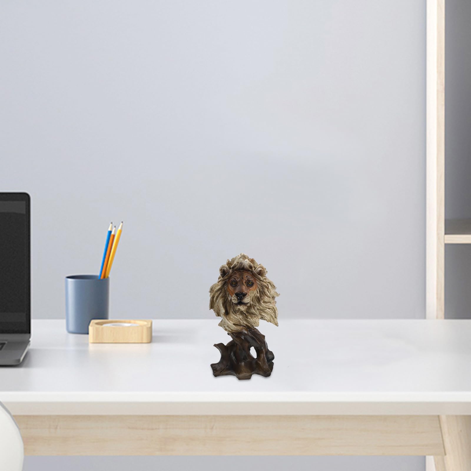 BETOOKY Löwenkopffigur mit Abstraktem Design aus Kunstharz als Kreative und Realistische Dekoration Elegante Tischdeko für Büro und Wohnzimmer für Geschenk und Sammler