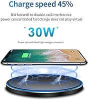 Vista 7 de Cargador inalámbrico de 30 W, cargador inalámbrico de carga inalámbrica rápida compatible con Galaxy S24/S23/S22/S21/S20/S10, cargador rápido