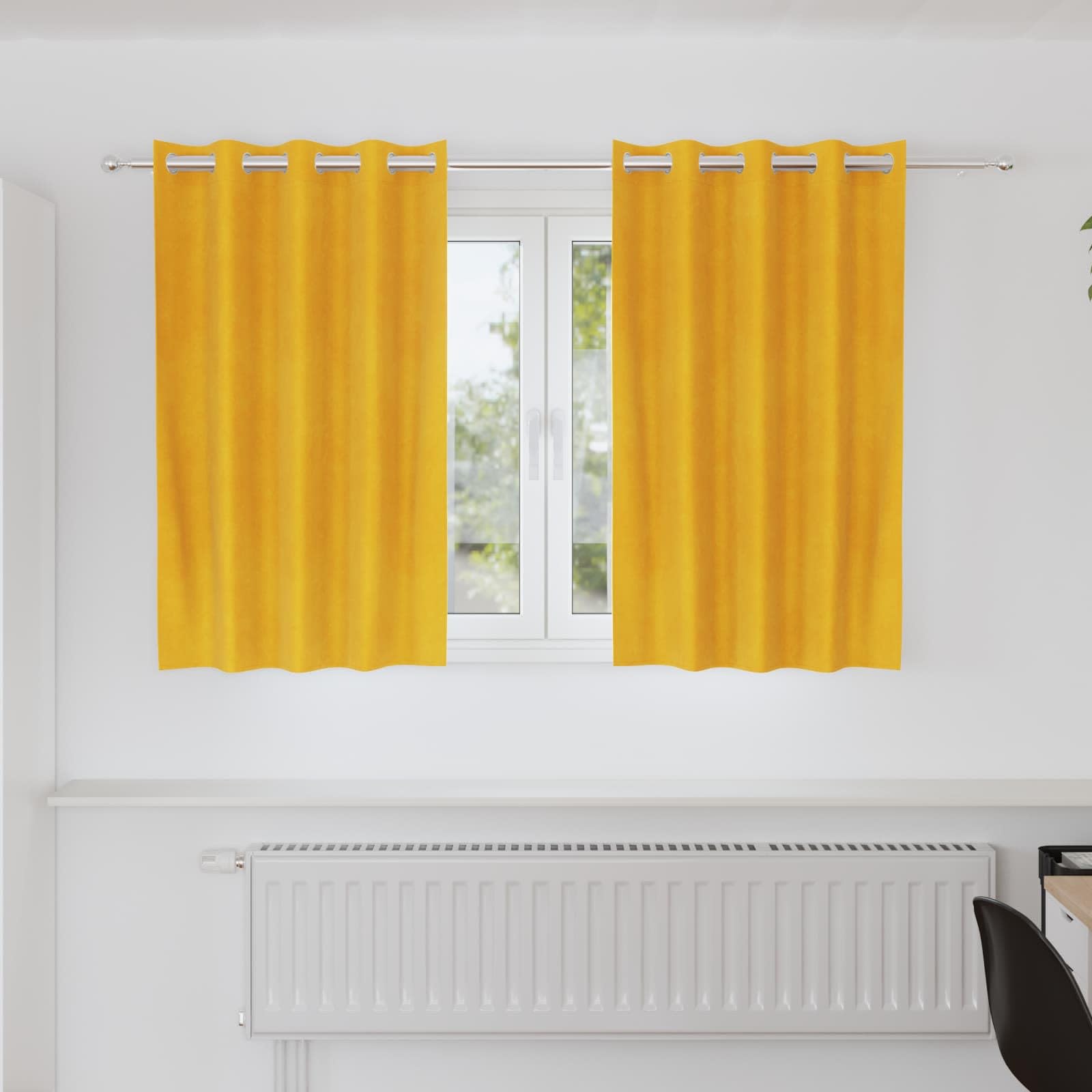 Tende oscuranti, 2 pezzi, giallo senape, 140 x 140 cm, in velluto, con passanti in tessuto, per camera da letto e soggiorno, moderne tende oscuranti per tranquillità