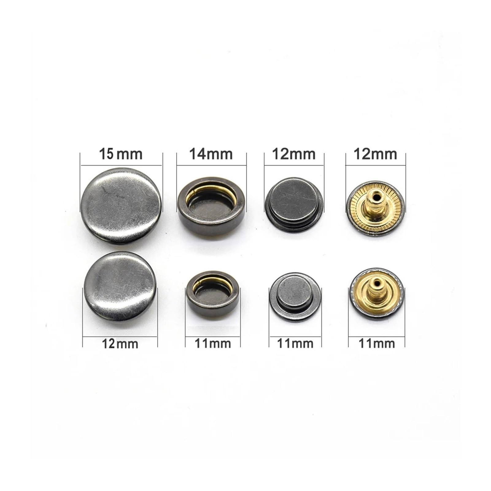 Snap Fasteners Botón Die 20 juegos de herramientas broches costura, remaches Metal