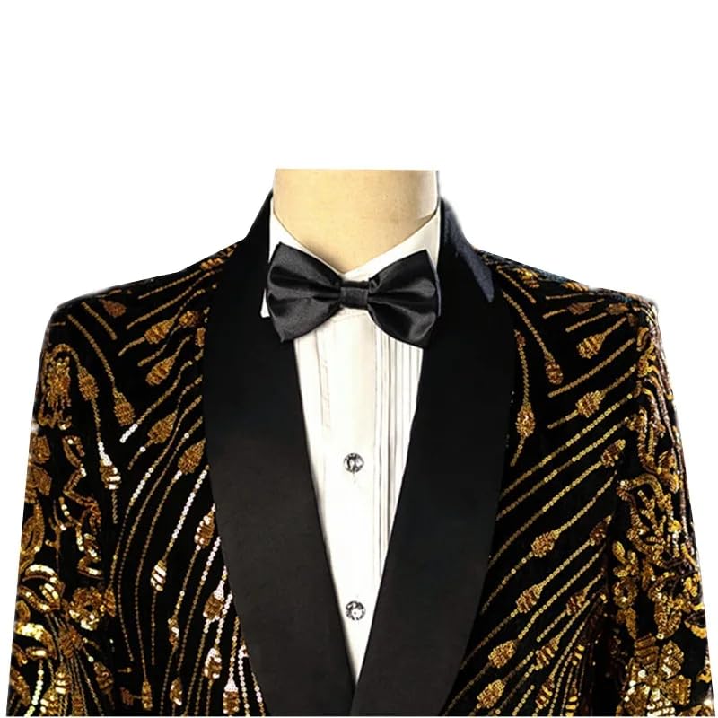 Men's Long-Sleeved Suit Jacket Dress Coat Singer Stage Performance Party Blazers 5