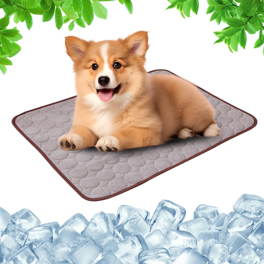 2025 New Dog Cooling Mat, Durable Pet Cool Mat, Self Cooling Pad for Dogs Cats Scratch Resistant Ice Blanket Keep Dog Cool in Summer for Indoor Outdoor Garden Car Travel (Brown, XXL)