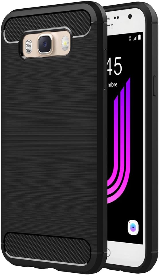 Samsung Galaxy J7 2016 Case, Samsung J7 J710F/J710FN Black Silicon Soft TPU Case Premium Anti Slip Scratch Resistant Case Back Carbon Fiber Cover for Samsung J7 2016 5.5"