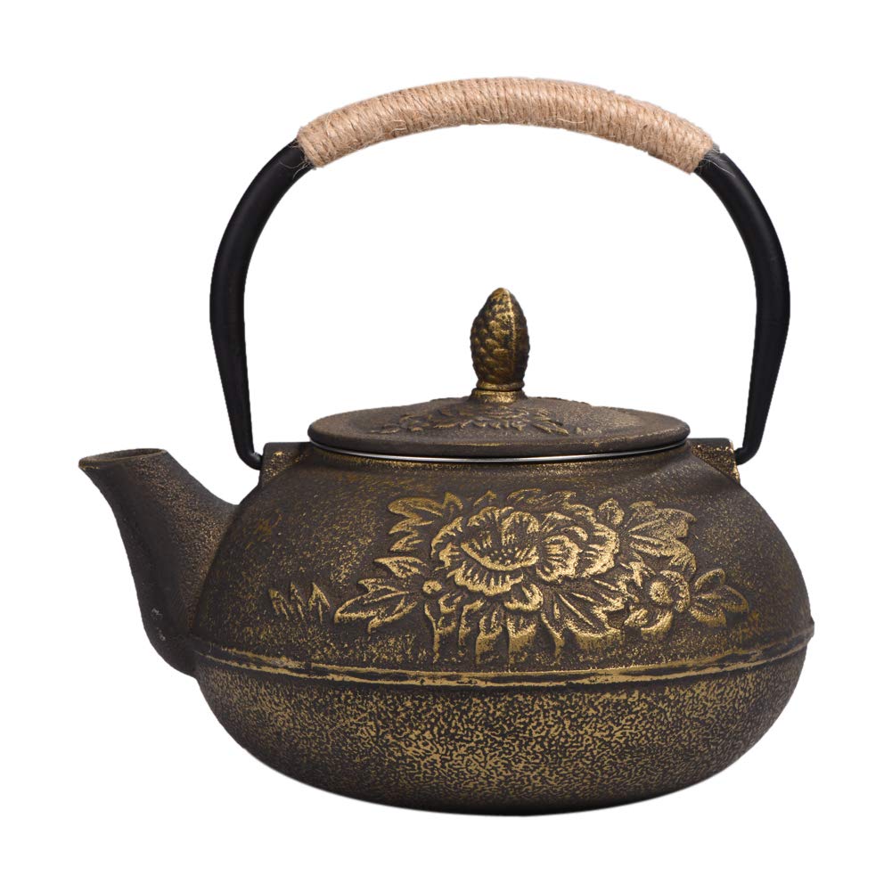 YUUGA Teiera in ghisa in ghisa, 900 ml in Stile Giapponese + teiera con infusore/Filtro Rimovibile