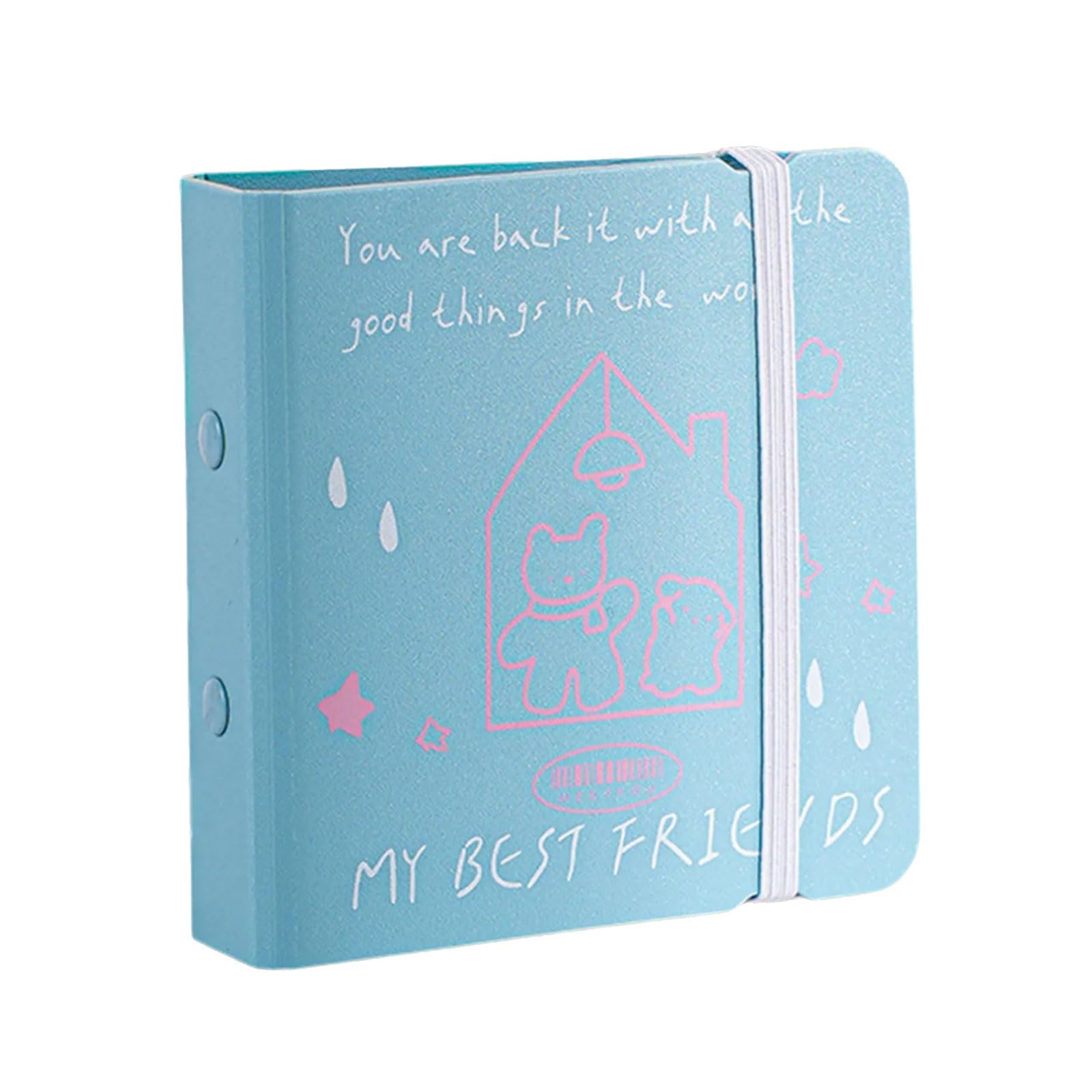 40 Pocket Photo Album 3Inch Photo Card Organiser Folder with 3 Rings PP Binder Cover Elastic Closure for Collectors Card Album
