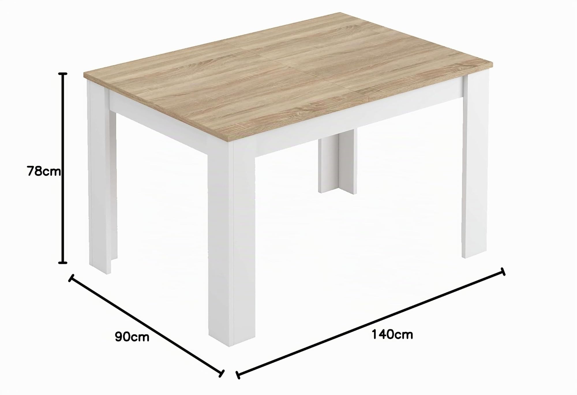 Miroytengo Mesa Extensible de Salón Comedor Kendra Color Blanco Artik y Roble Canadian 140x90 cm