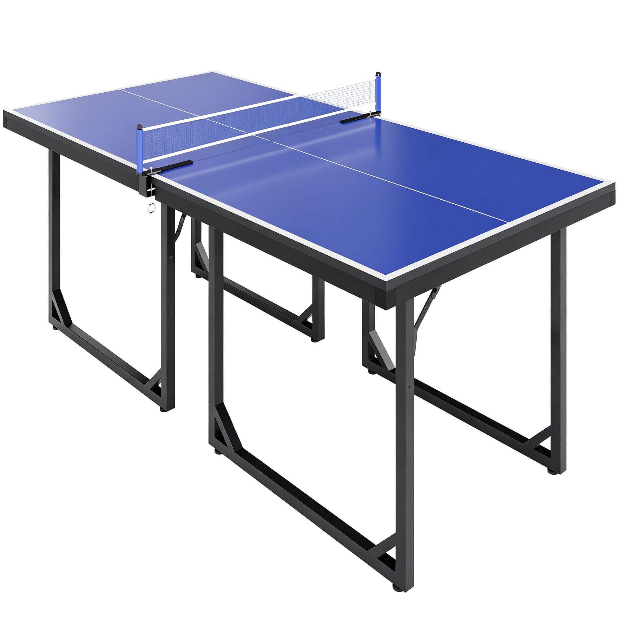 HOMCOM Mesa de Ping-Pong Plegable, 182x91cm, Fácil de Transportar, Resistente a la Intemperie, Estable, Mesa de Tenis con Red y Marco de Acero, para Interior y Exterior