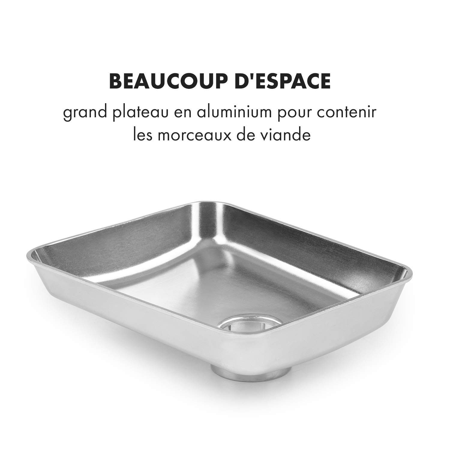 Klarstein Kraftprotz - Hachoir à viande électrique, 700 watts, 2 vitesses, Marche arrière, Couteau en inox, Grand bol en aluminium, 3 disques perforés, Nettoyage facile, Poussoir en plastique - Noir