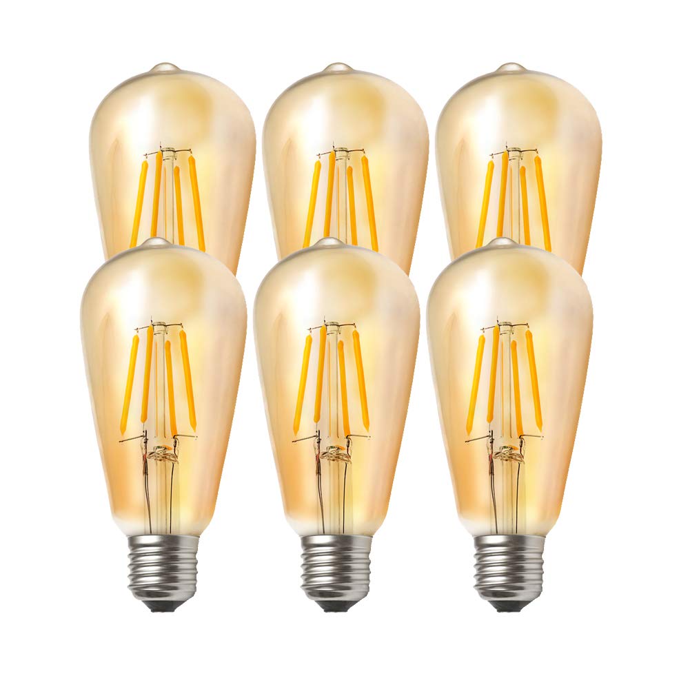 BDAYEK Led bulbs 6-Pack E27 4W Vintage Edison Bulbs ST64 Glass Filament Light 40W Incandescent Equivalent Warm White 2300K