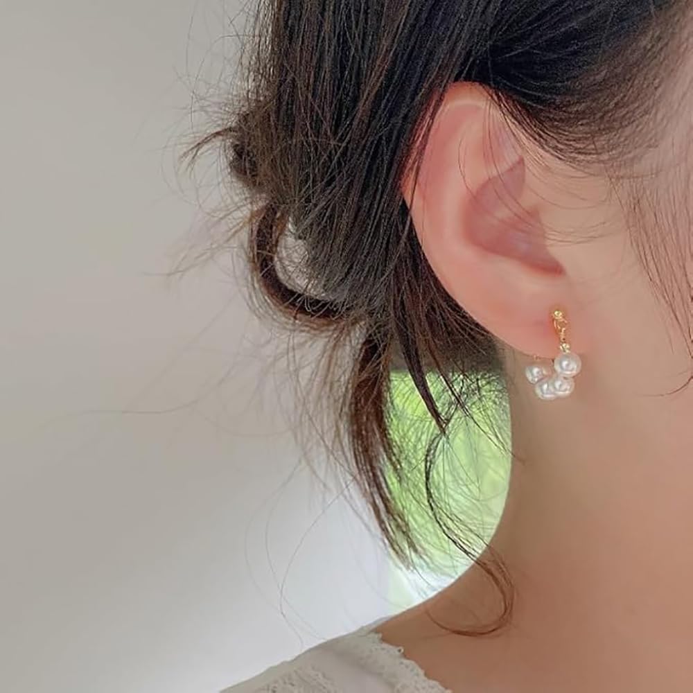 LNBLAKBXBD Elegant Pearl Earrings for My Dearest Daughter, Women's Pearl Hoop Earrings,Dangle Earrings Elegant Jewelry (2 Pairs of Gold)