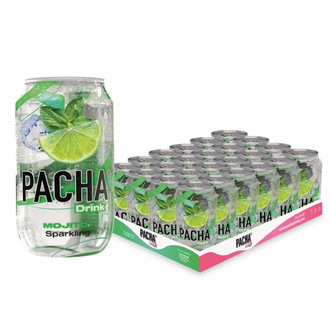 Pacha Drink Mojito - Mojito Sparkling Bibita analcolica gassata in 24 lattine da 330ml al raffinato fascino di mojito.