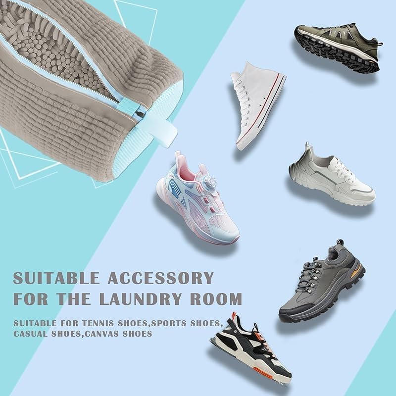 Image of Glivary Shoe washing machine bag, Laundry shoe pouch for washer and dryer, Reusable and Durable Zipper Plush Washing Machine Bag for Sneakers, Delicates and Toys(Laundry Bag) (grey, pack of 2)