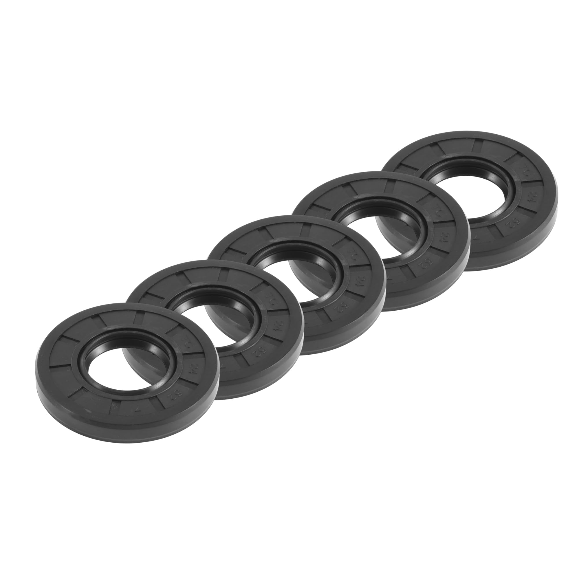 REPAIROCK Universal Oil Seal TC Double Lip W Steel Spring Seal Ring Rotary Shaft Seal 24x52x7mm High Pressure NBR Rubber Black 5pcs