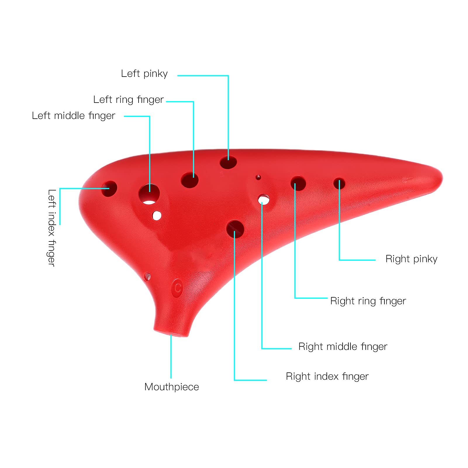 Ocarina ABS C Tune Strumento Musicale a 12 Fori per Adulti Bambini Studenti Professionisti Comodo da Tenere e Suonare Strumento Musicale Idea (rosso)