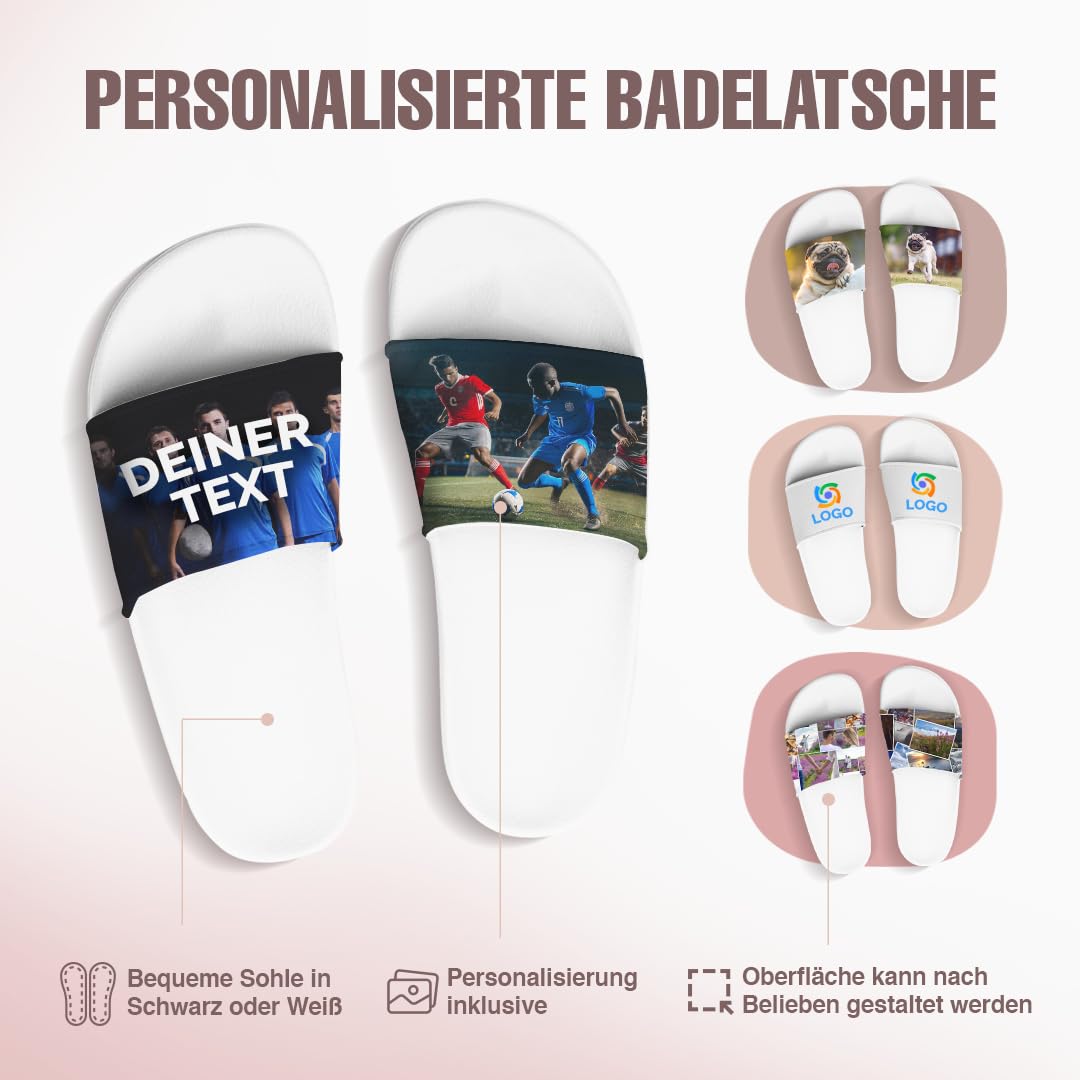 Personalisierte Badelatschen Unisex | Individuelle Fotogeschenke für Freunde & Familie | Badelatschen selbst gestalten | rutschfest & stabil