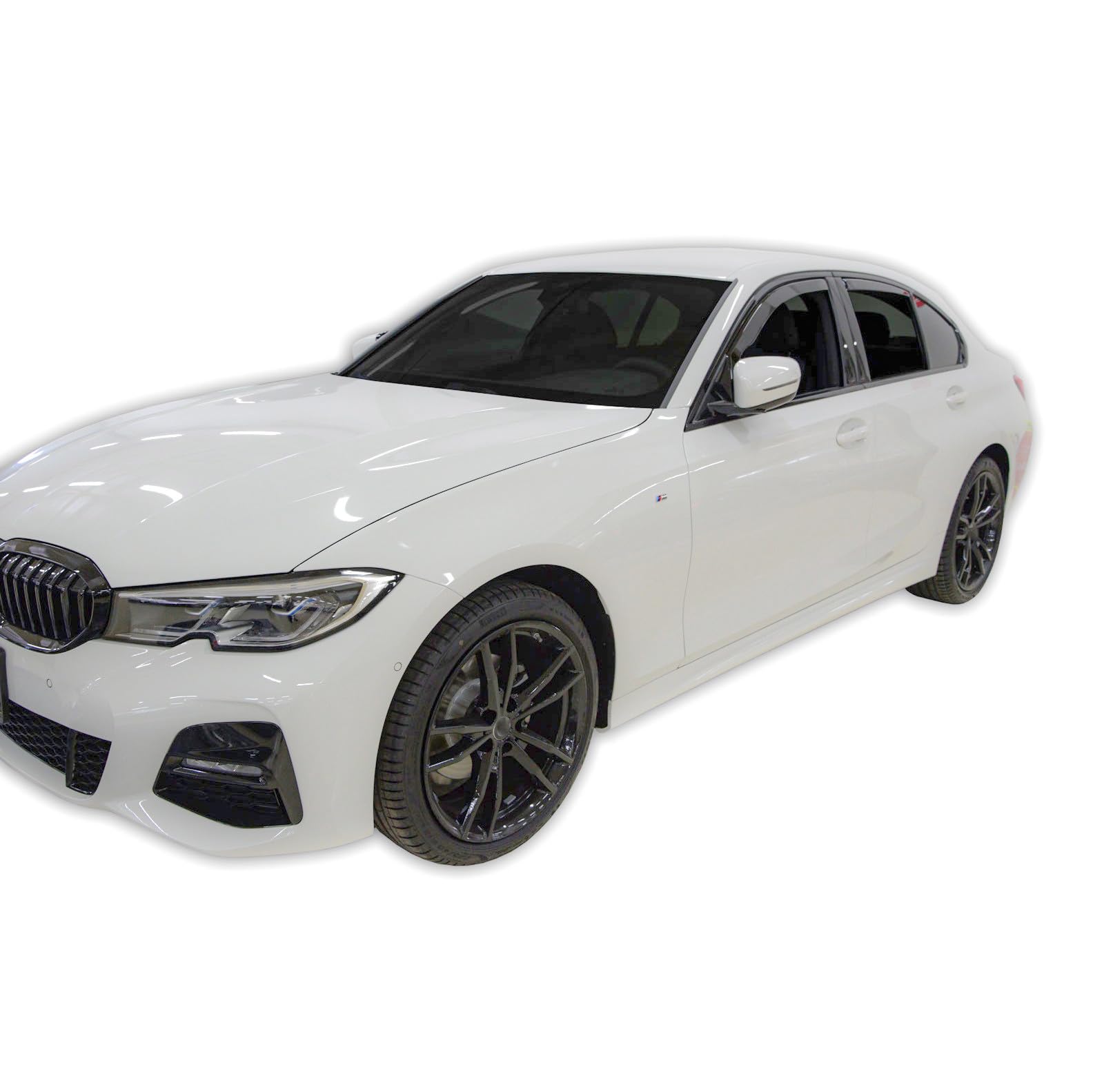J&J AUTOMOTIVE GP Windabweiser passend für BMW 3 Series G20 / G21 4/5-Türer ab 2018 4tlg, Vorne und Hinten Regenabweiser Passform Getönt Schwarz