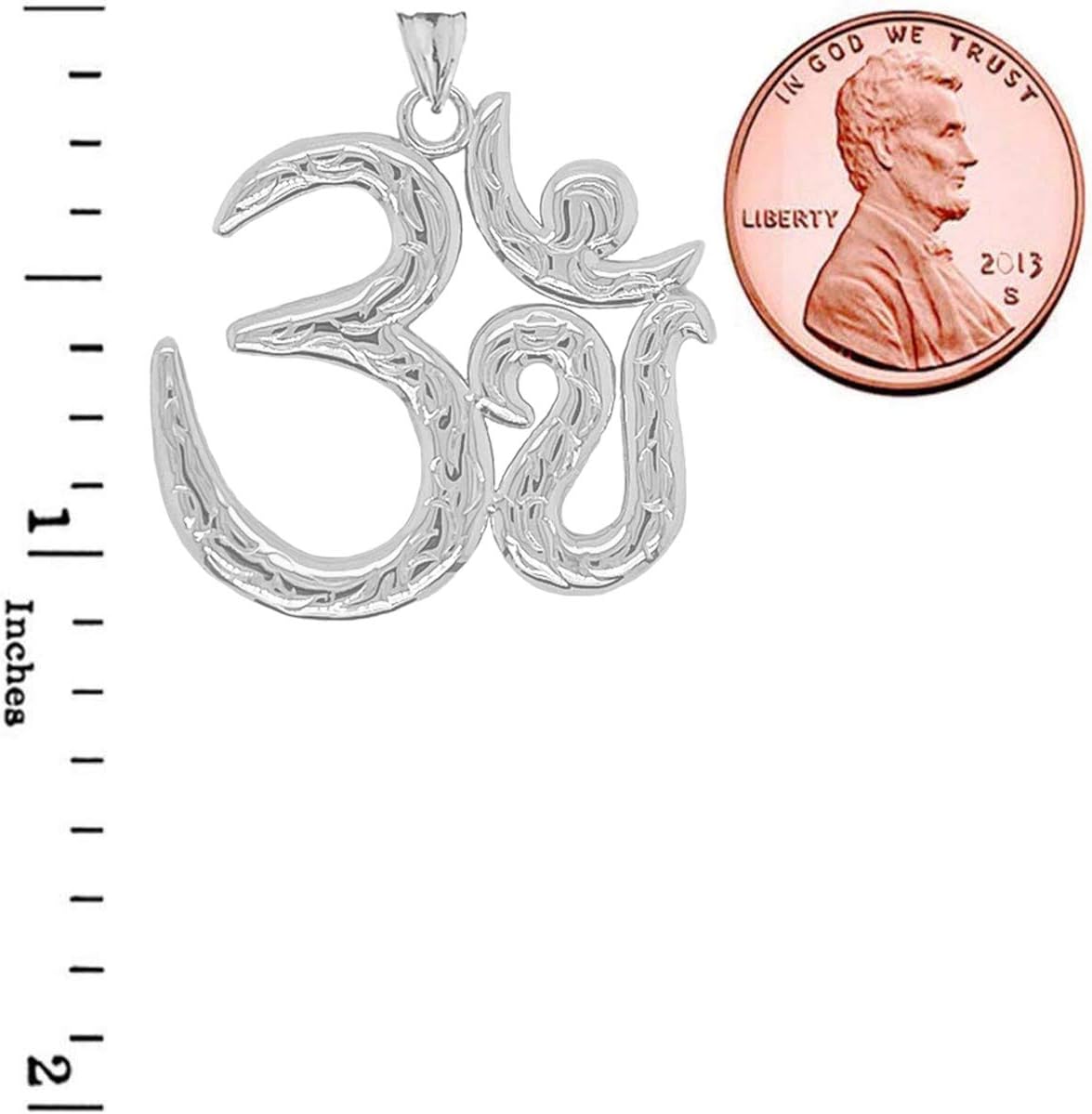Fine Sterling Silver Om/Ohm/Aum Meditation Yoga Charm Pendant (Large) - Image 2