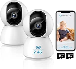 2K Baby Monitor Camera with Phone App, 5G WiFi Security Camera Indoor, 4MP 360 PTZ Home Camera for Pet, Color Night Vision asin的图片