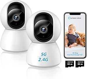 2K Baby Monitor Camera with Phone App, 5G WiFi Security Camera Indoor, 4MP 360 PTZ Home Camera for Pet, Color Night Vision