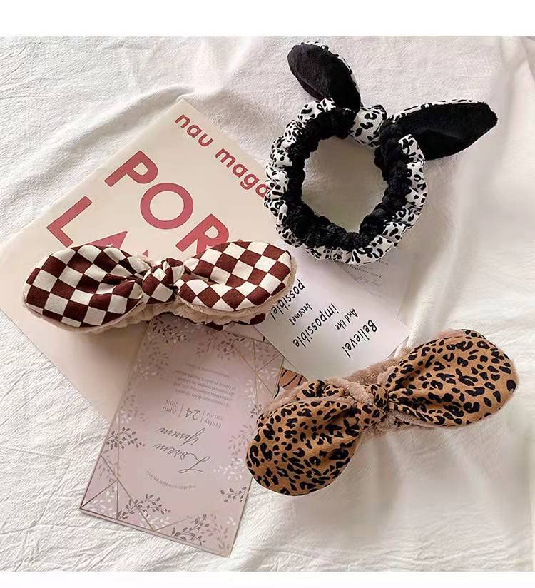 Miniatura 5 de Diadema de maquillaje para mujer, lindas orejas de conejo, diadema de felpa a la moda, bonita, esponjosa, elástica, diadema de maquillaje para