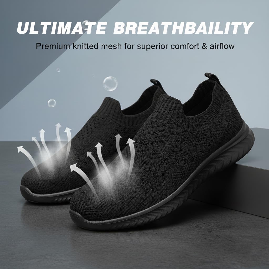 konhill Zapatillas Mujer Slip-On de Malla - Ligeras y Transpirables para Running en Ciudad, Caminar y Uso Diario