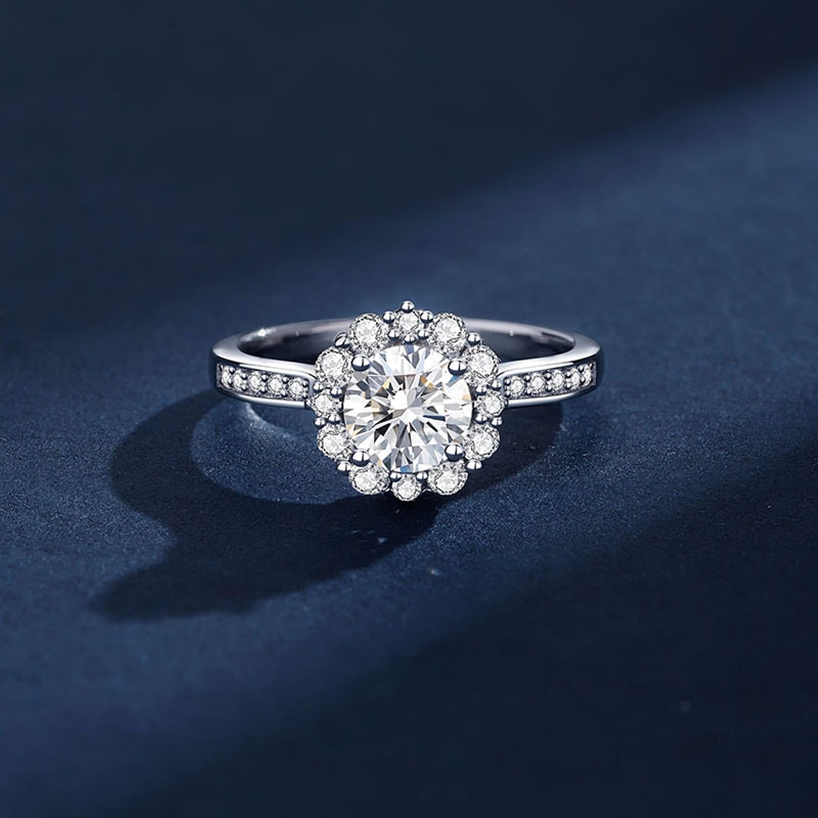 Anillo de oro blanco de 9 K/14 K/18 quilates/platino 950, anillos para mujer, 6,5 x 6,5 mm, moissanita, blanco, 1 ct, anillo de promise, anillo de aniversario para mujeres, regalos de joyería