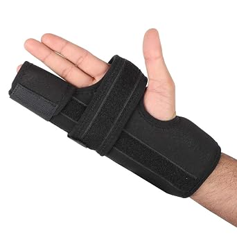 Boxer Finger Splint, Padded Support Brace with Removable Splint for Boxer Fracture, Little and Ring Finger Protection, Fits Left or Right Hand - LARGE SIZE