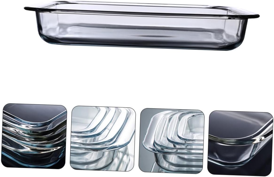 1pc Thickened Tempered Glass Baking Pan Oven Safe Baking Dish Heatproof Glassware for Oven Rectangular Glass Plate Dishwasher Safe