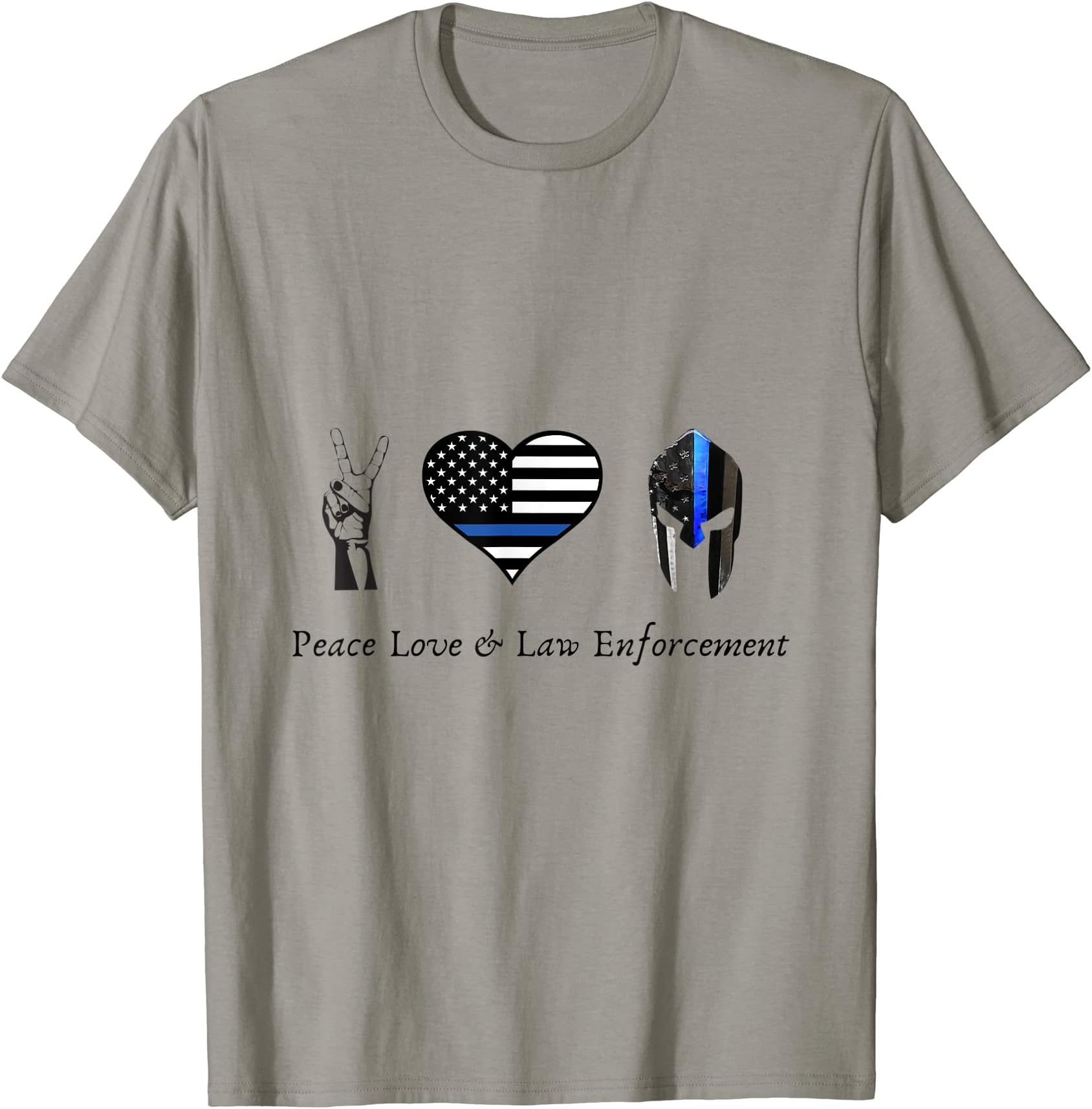 Peace Love & Law Enforcement blue line flag T-Shirt