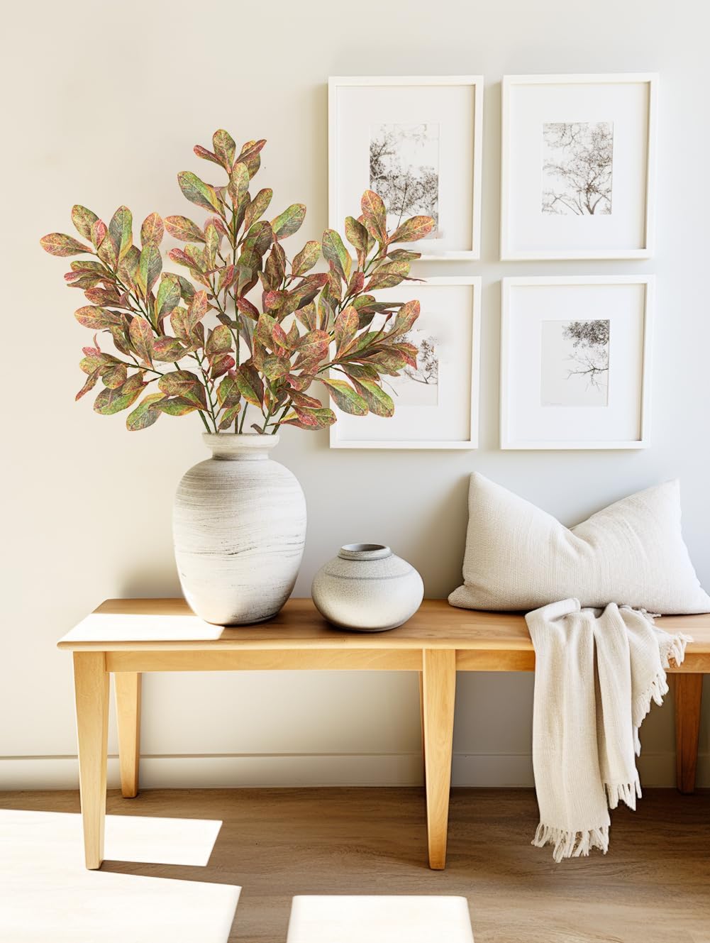 3PCS Artificial Greenery Stems 31.5 Inch Fall Faux Branches for Vase Fake Pittosporum Tobira Leaves Branches Long Stems Plants Leaf Bushes for DIY Floral Arrangement Bouquets Party Home Decor Yellow - Image 5