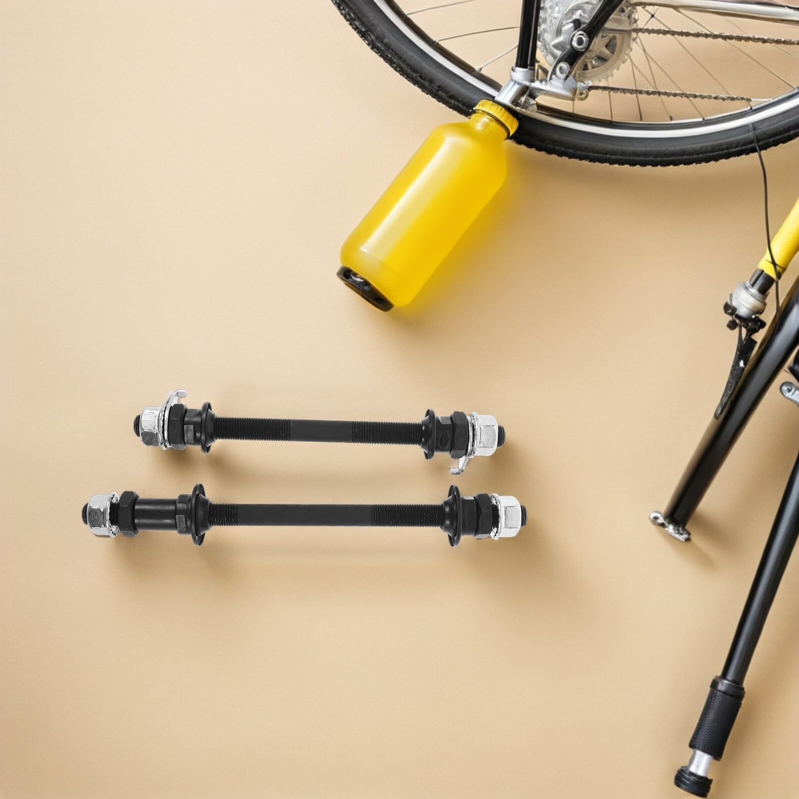 Mozzo a Sgancio Rapido per Bici Mountain Bike, Asse Nero in Acciaio | Compatibile Ruota Posteriore e Bici, Uso Quotidiano e Gare, Struttura Leggera per Efficienza e Durata