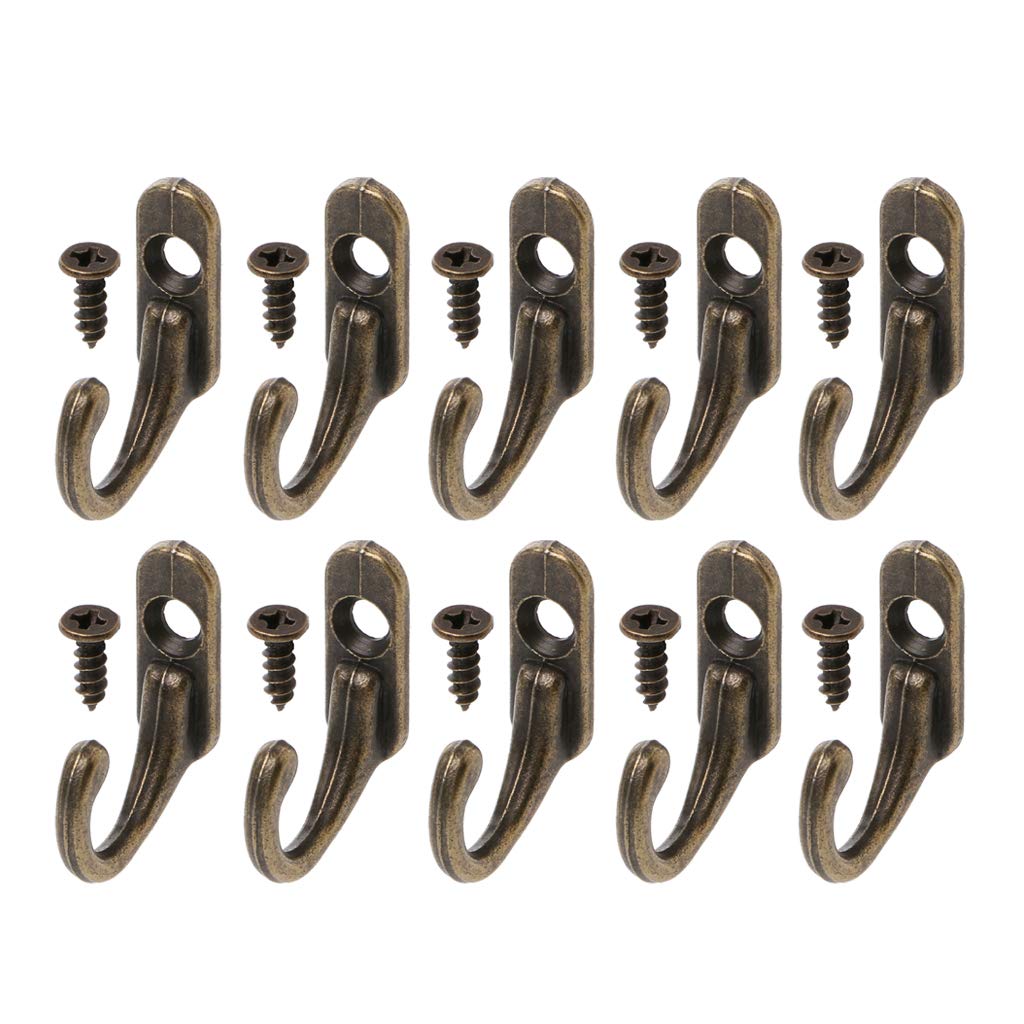 Produktbild von Vintage-Wandhaken Aus Gealterter Bronze - 60er-Set Mit Schrauben - Kleine Haken Für Schüsseln