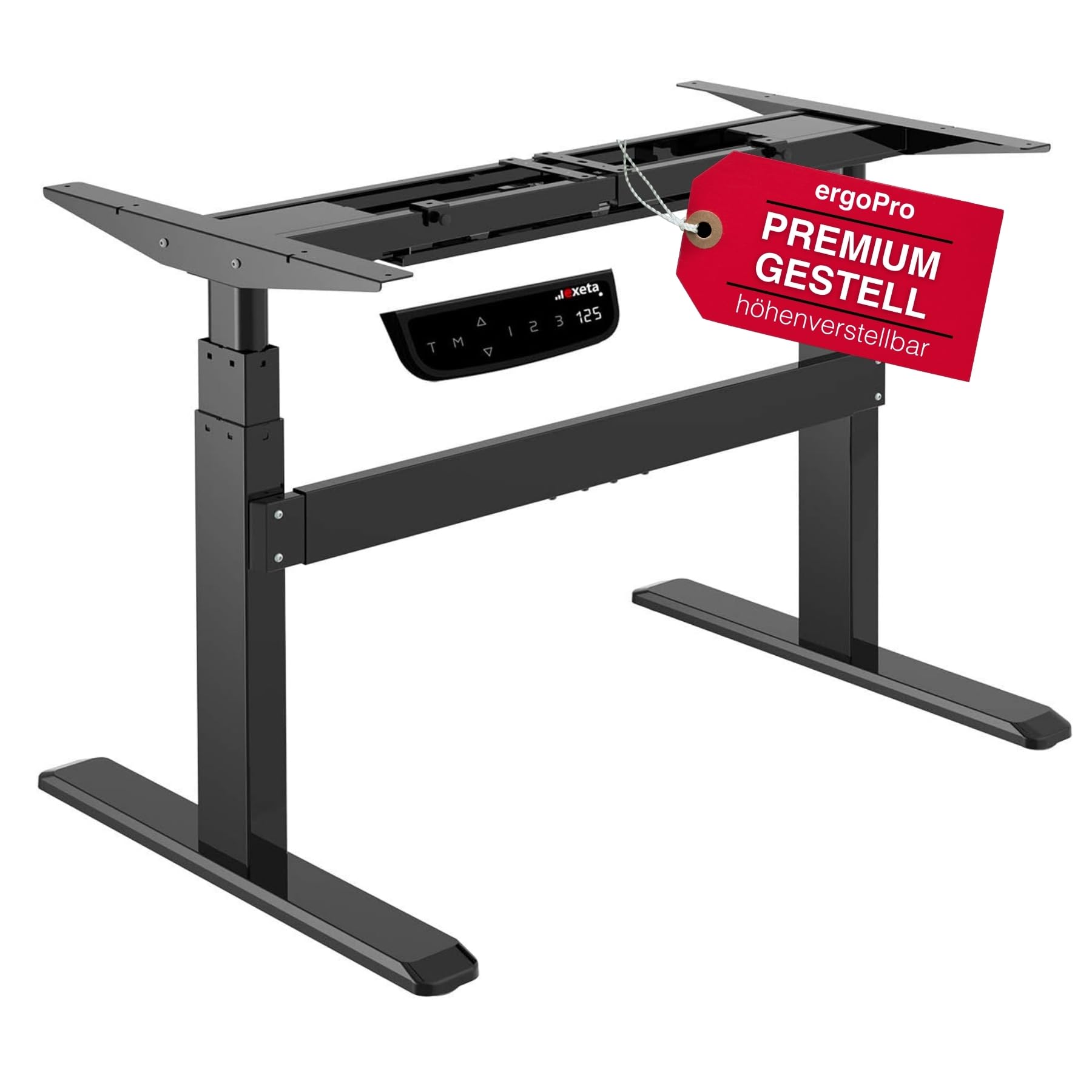 ergoPRO höhenverstellbarer Schreibtisch Gestell elektrisch 63-125 cm in grau I Schreibtischgestell höhenverstellbar mit 2 Motoren & Memory-Funktion I Tisch höhenverstellbar mit 3-Fach-Teleskop