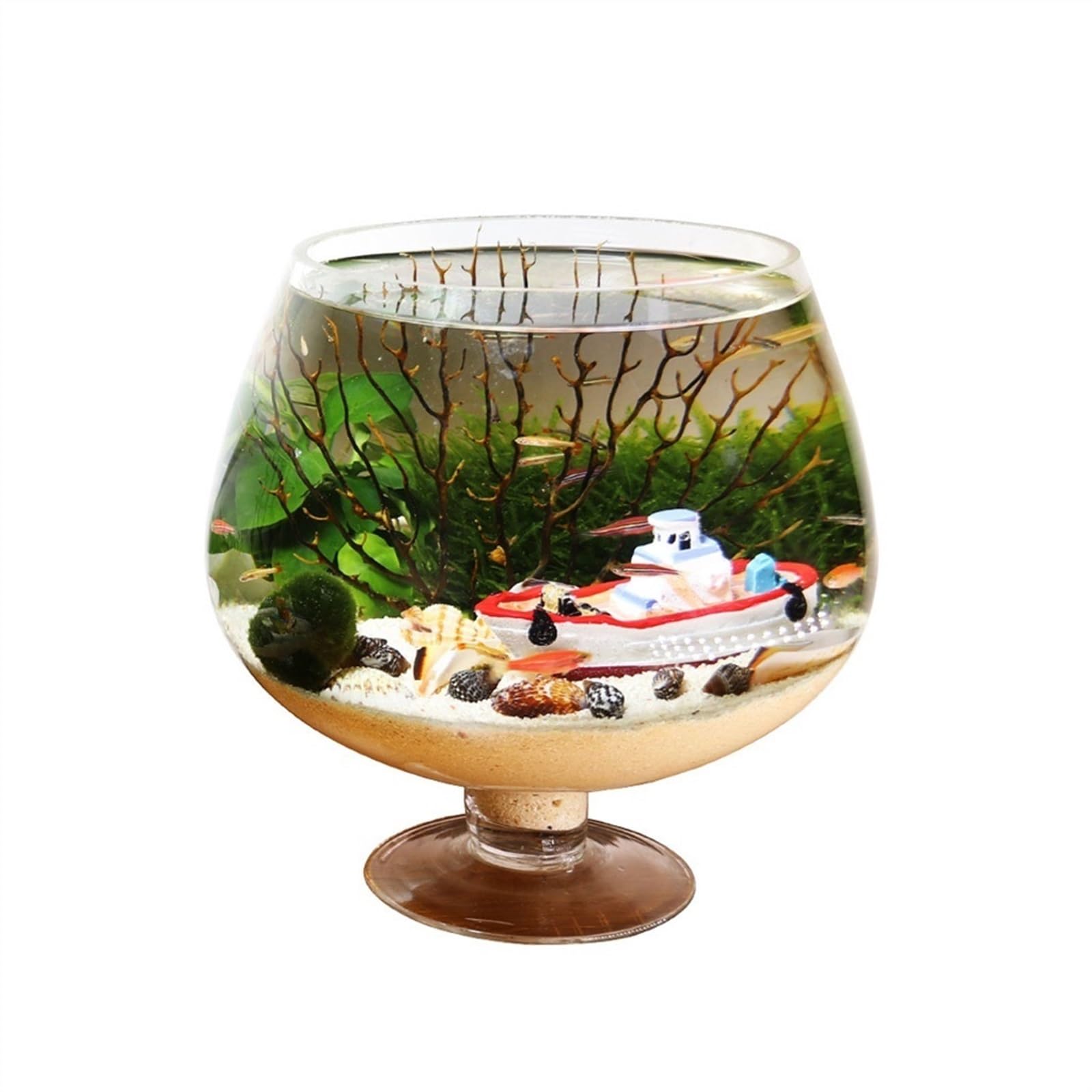 Acuario Tanque de Peces en Forma de Copa, Tanque de Peces, Acuario, Botella ecológica de Escritorio, Tanque de Peces pequeño, Agua de Vidrio Transparente for Mascotas Peces Acuario(Grande)