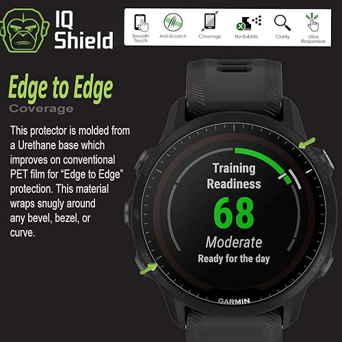 Miniatura 8 de IQShield Protector de pantalla compatible con Garmin Forerunner 955/955 Solar (paquete de 6) película de TPU transparente antiburbujas