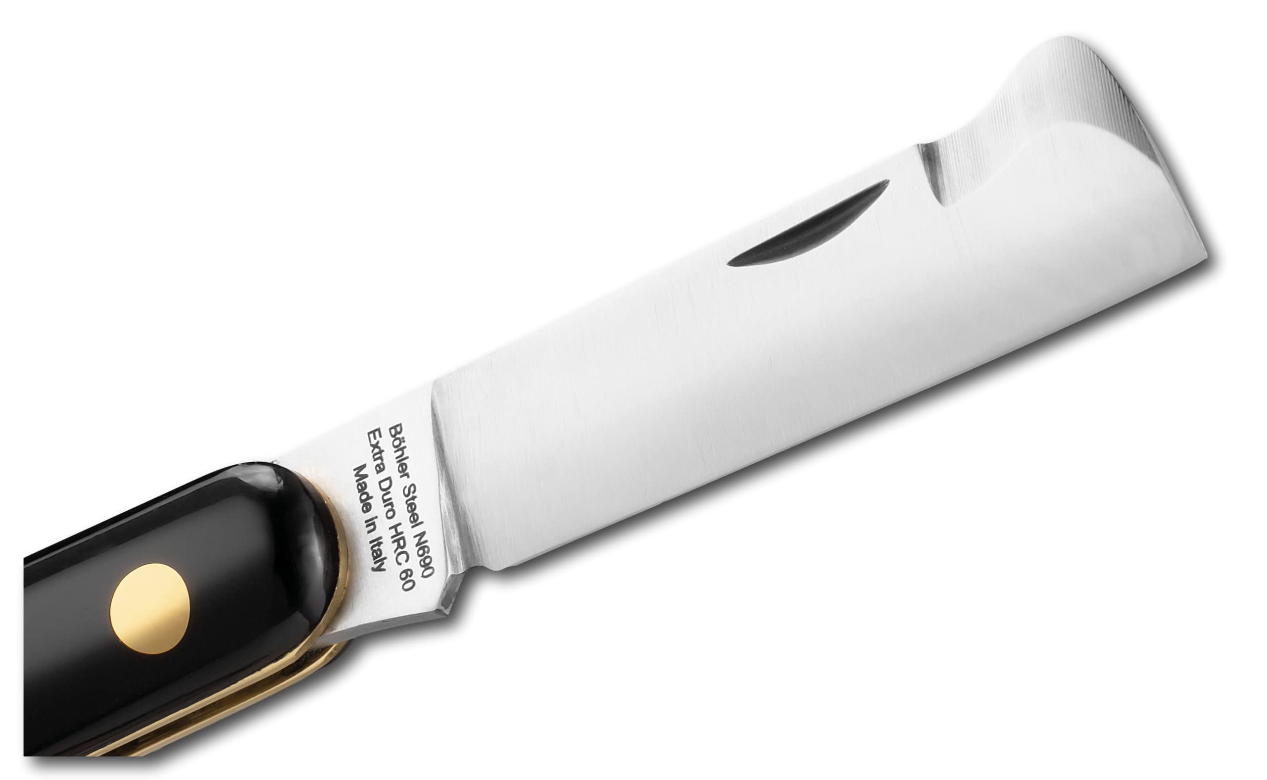 DUE BUOI 202AP Coltello da Innesto per Mancini Professionale Alberi da Frutto e Giardinaggio Acciaio Inossidabile Böhler N690 Manico in Plastica