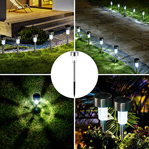 GIGALUMI 16 Pack Solar Path Lights Outdoor,Solar Lights Outdoor Garden Led Light Landscape/Pathway Lights for Patio/Lawn/Yard/Driveway/Walkway (Stainless Steel)