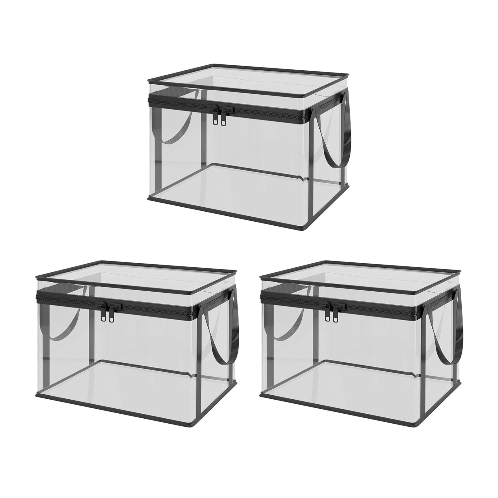 NRGQAXM 3pcs Large Clear Storage Bins with Lid, Large Clear Thick Plastics Storage Box with Hinged Lid Heavy Duty Transparent Storages Boxes Stackable Household Organizer Container for Closet Bedroom