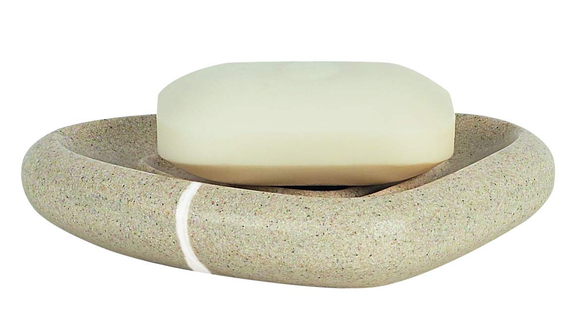 Spirella - Juego de accesorios de baño (5 piezas, cerámica, dispensador de jabón, cepillo de inodoro, jabonera, caja de almacenamiento y vaso para cepillos de dientes), color beige