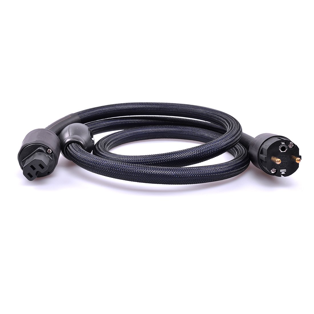 High-End C13 Netzkabel/Powercord 6N-OCC 3x3,31mm² Ø=15mm mit Ferritring Schukostecker->Kaltgerätekupplung (1,5m)