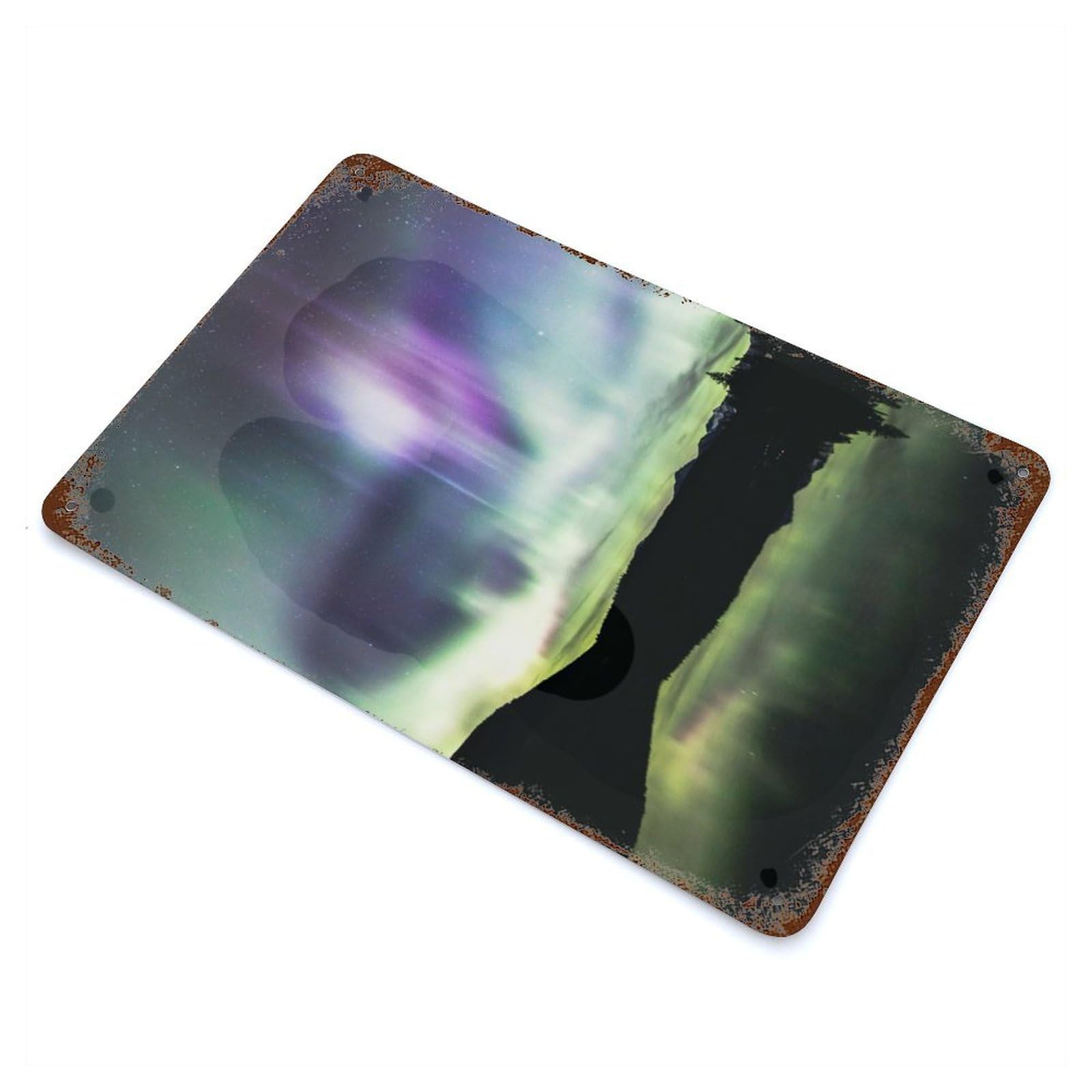 Northern Lights in Canada Aged Metal Wall Plaque 11.8"x7.9", Decorative Metal Wall Art for Garage, Pub Or Kitchen
