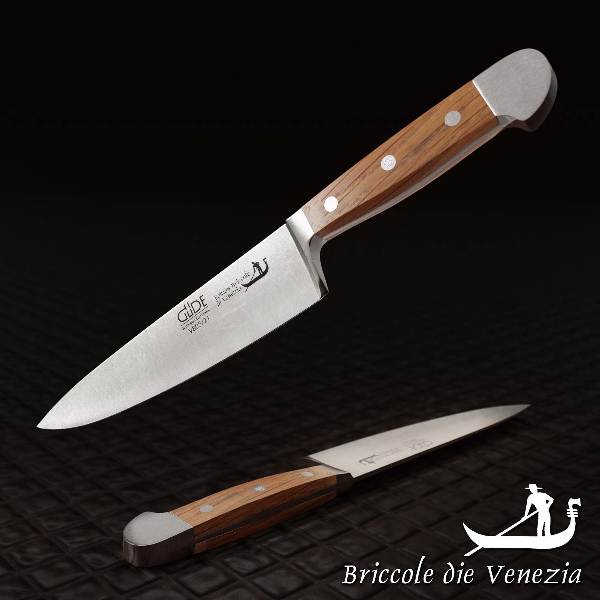 Güde Solingen - Coltello cuoco forgiato, 21 cm, legno di briccole, ALPHA-BRICCOLE DI VENEZIA - Coltelli da Chef, doppio collarino, fatto a mano in Germania