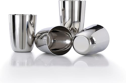 Vinod Juego de 4 vasos de acero inoxidable - Vasos de metal premium  Vasos de cerveza  Vaso de jugo
